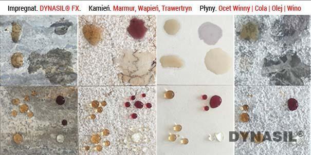 impregnacja przeciw plamom marmuru trawertynu i wapienia test lej wino cola i ocet